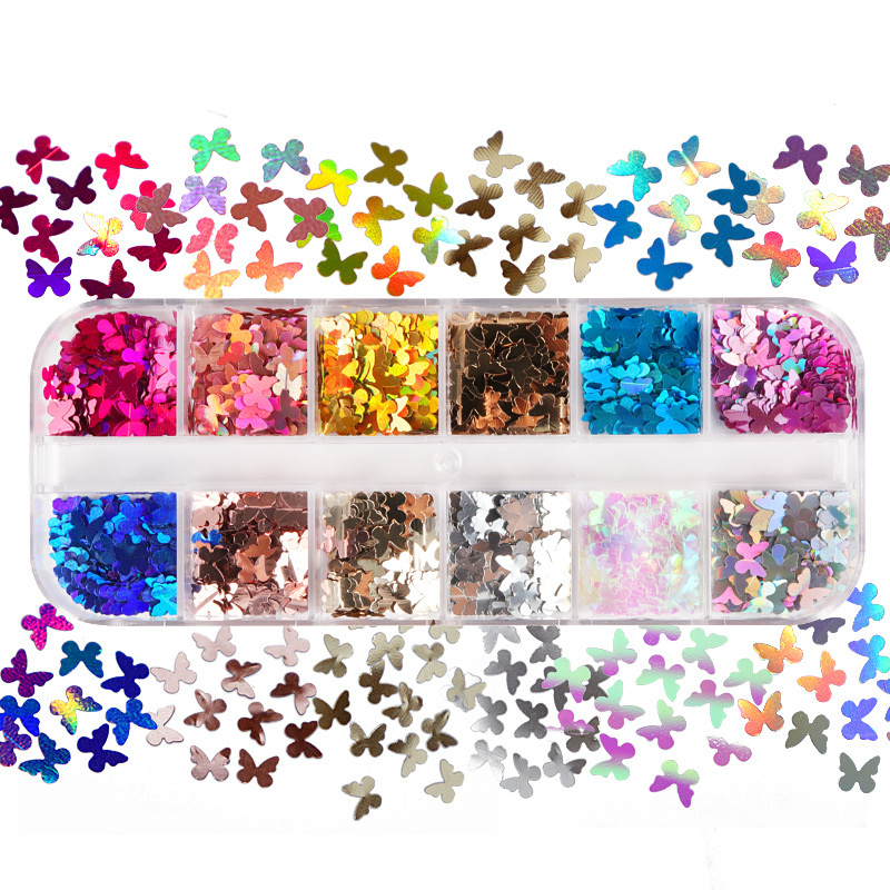 Eyelash Extension Equipment - Mix renk floresan kelebek Glitter kirpik
