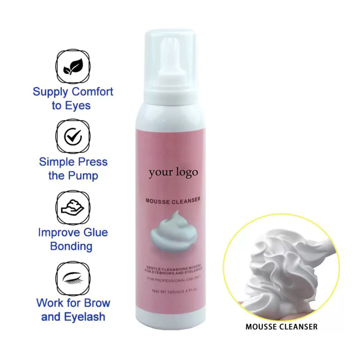 Fabrika Toptan Özel 100ml Şant - Eyelash Extension Logo incelemesi ve fiyatı